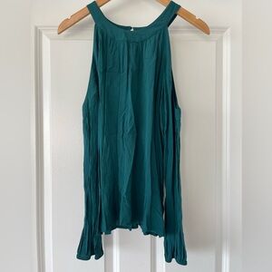 Express cold shoulder teal long sleeve top size XS EUC